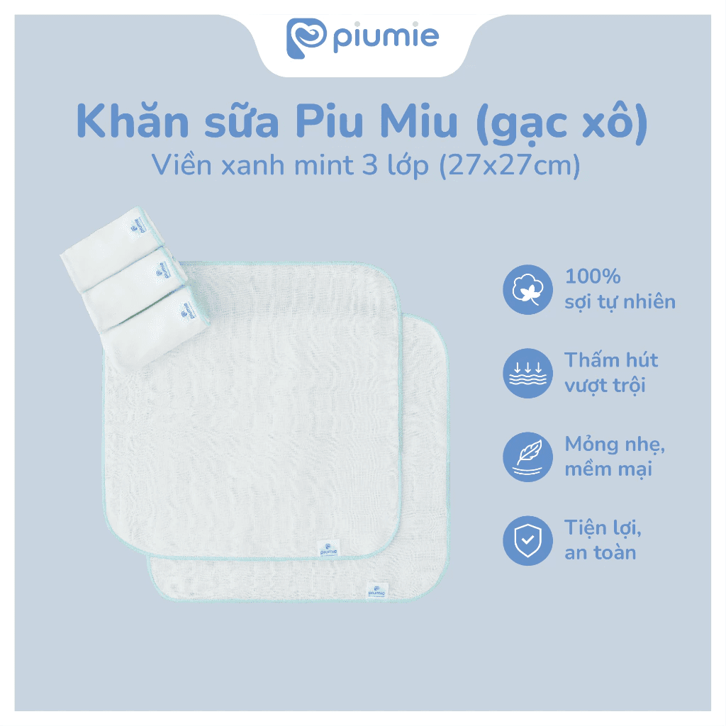 Khăn Xô Sữa 3 Lớp Cotton Cao Cấp – Set 5 Cái - 2