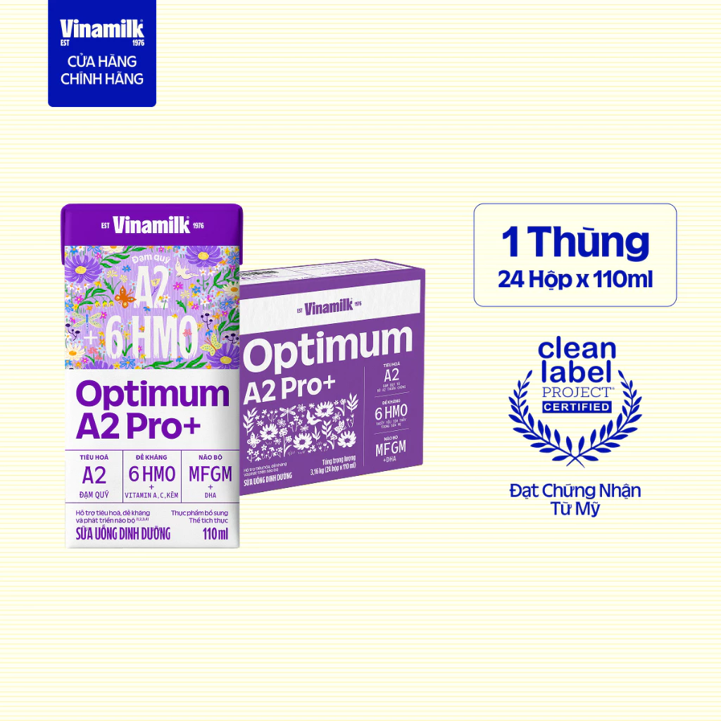 Thùng 24 hộp Sữa Uống Dinh Dưỡng Optimum A2 Pro+ 110ml - 2