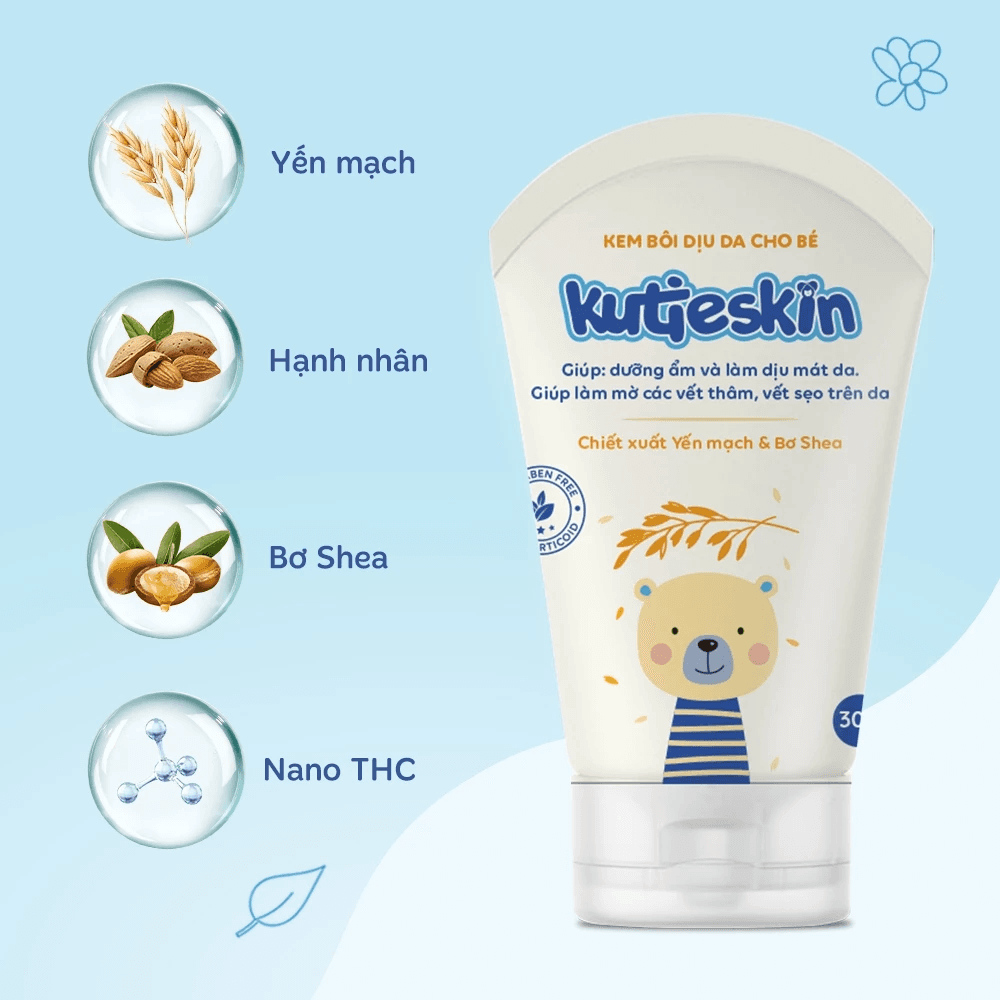 Kem bôi dịu da Kutieskin 30g cho bé (Kem bôi mẩn ngứa - hăm)
