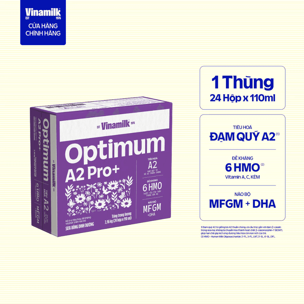 Thùng 24 hộp Sữa Uống Dinh Dưỡng Optimum A2 Pro+ 110ml - 2