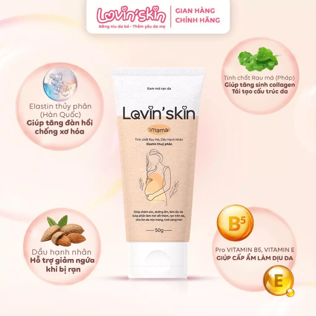 Kem rạn da cho bà bầu Lovin'Skin Mama, hỗ trợ chống rạn hiệu quả, giảm thâm, ngứa da, ngừa hình thành rạn mới - 2
