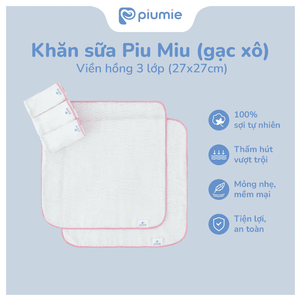 Khăn Xô Sữa 3 Lớp Cotton Cao Cấp – Set 5 Cái - 3