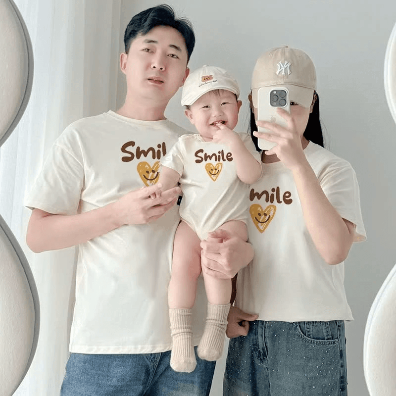 Bộ Áo Thun Cotton Gia Đình 3 Người – Bố Mẹ và Con - 3