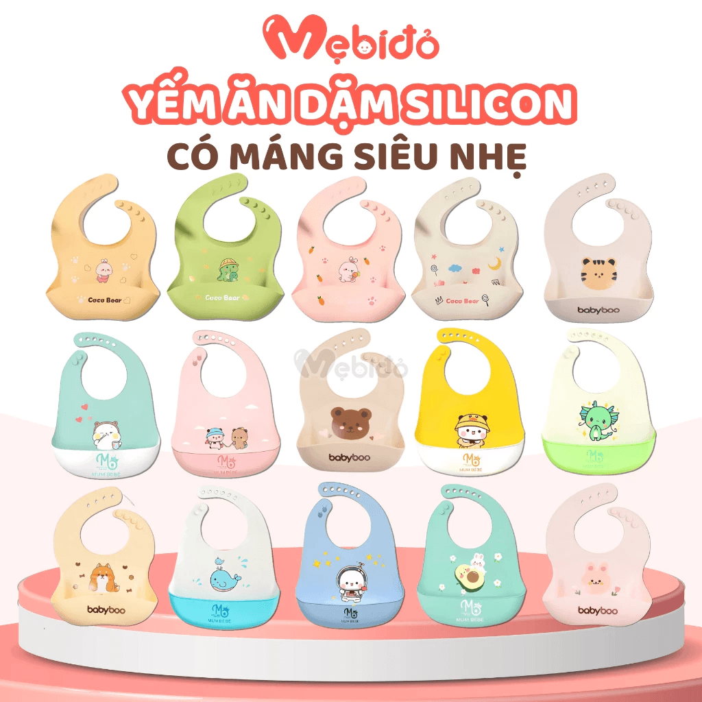 Yếm Ăn Silicon Chống Thấm Cho Bé Ăn Dặm