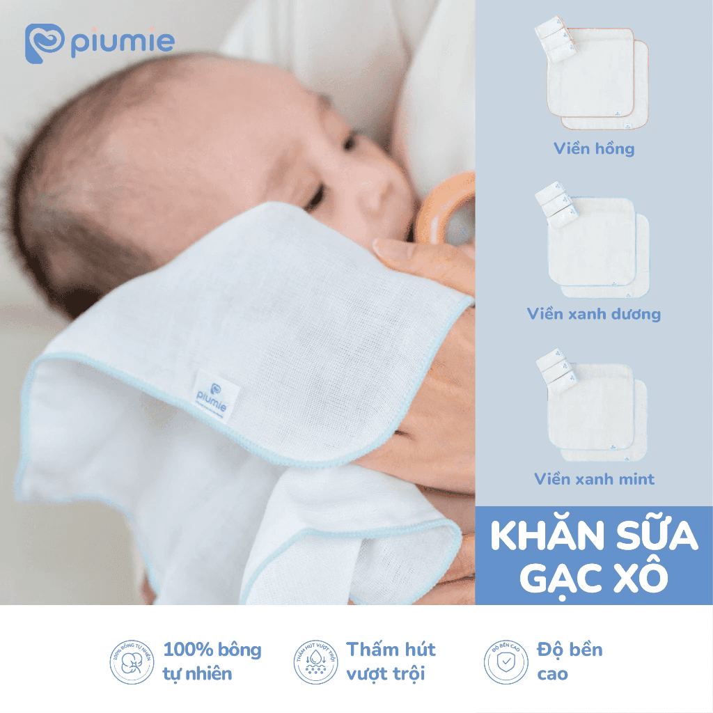 Khăn Xô Sữa 3 Lớp Cotton Cao Cấp – Set 5 Cái
