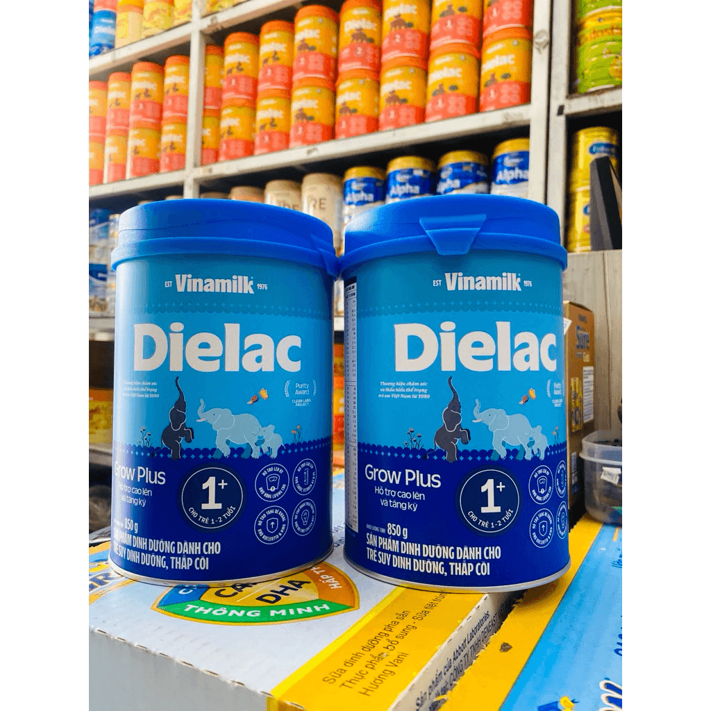 Combo 2 lon Sữa Dielac Grow Plus 1+ 850g - Dành cho trẻ suy dinh dưỡng, thấp còi