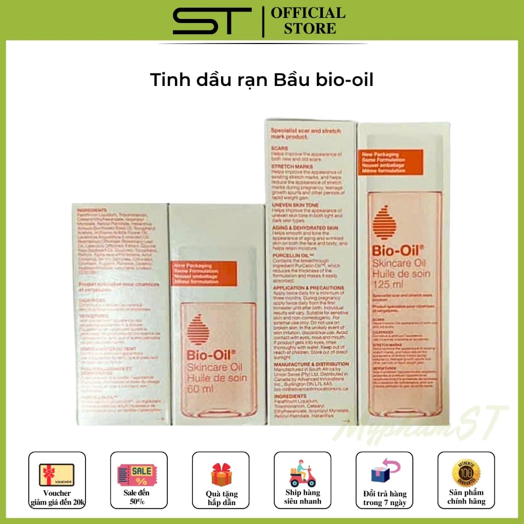 Combo Bio-Oil Dầu Dưỡng Chống Rạn Da Bầu 125ml và Vitamin cho bà bầu